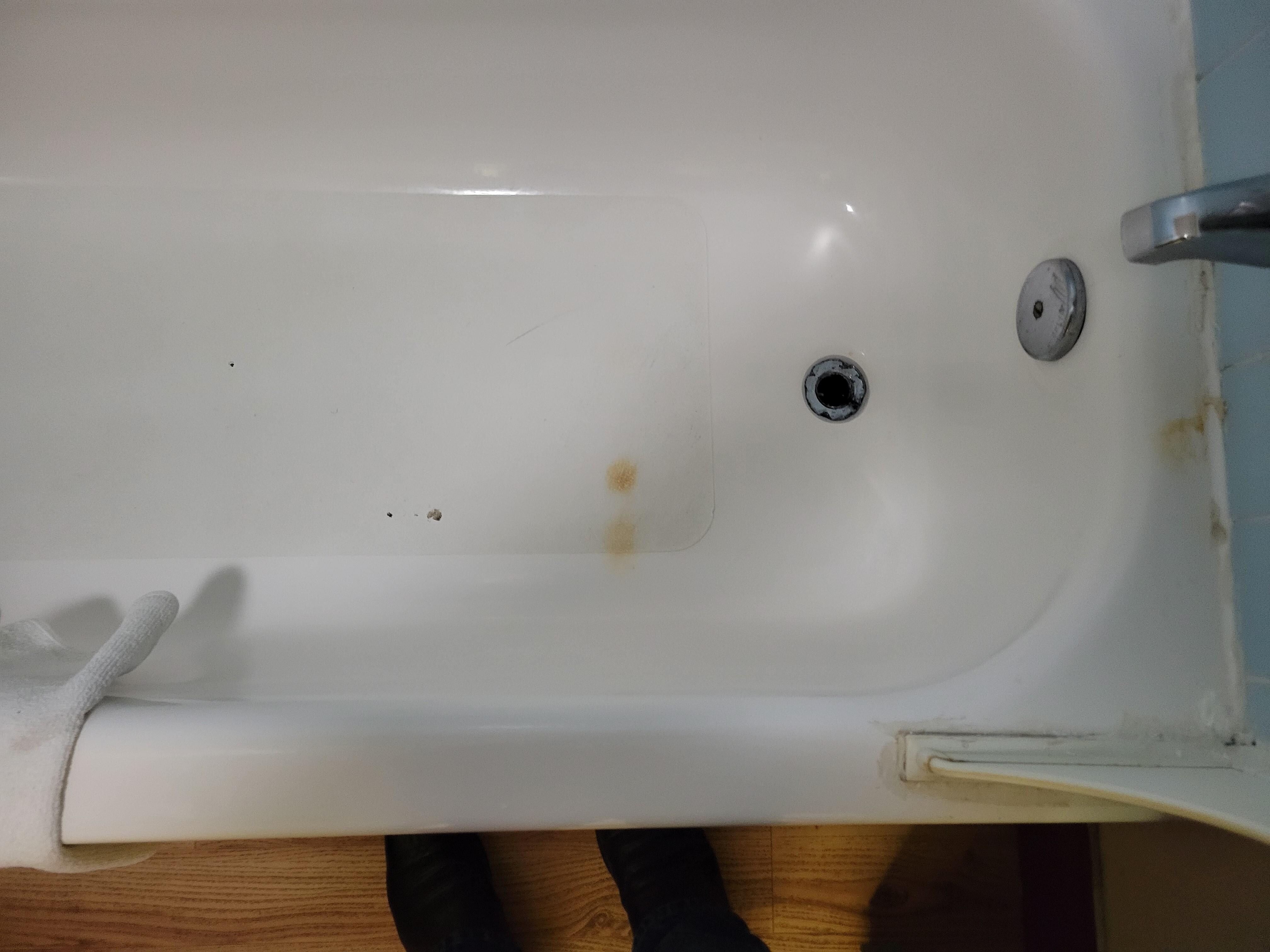 Bathtub stained and towel rack was ready to fall out of wall brackets.