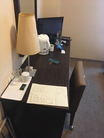 A number of items to serve my needs including an Electric Kettle, a few cups, a Television.