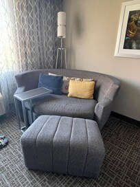 Comfortable fun oval sofa bed.