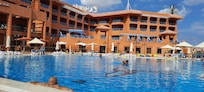 View of the hotel and the swimming pool