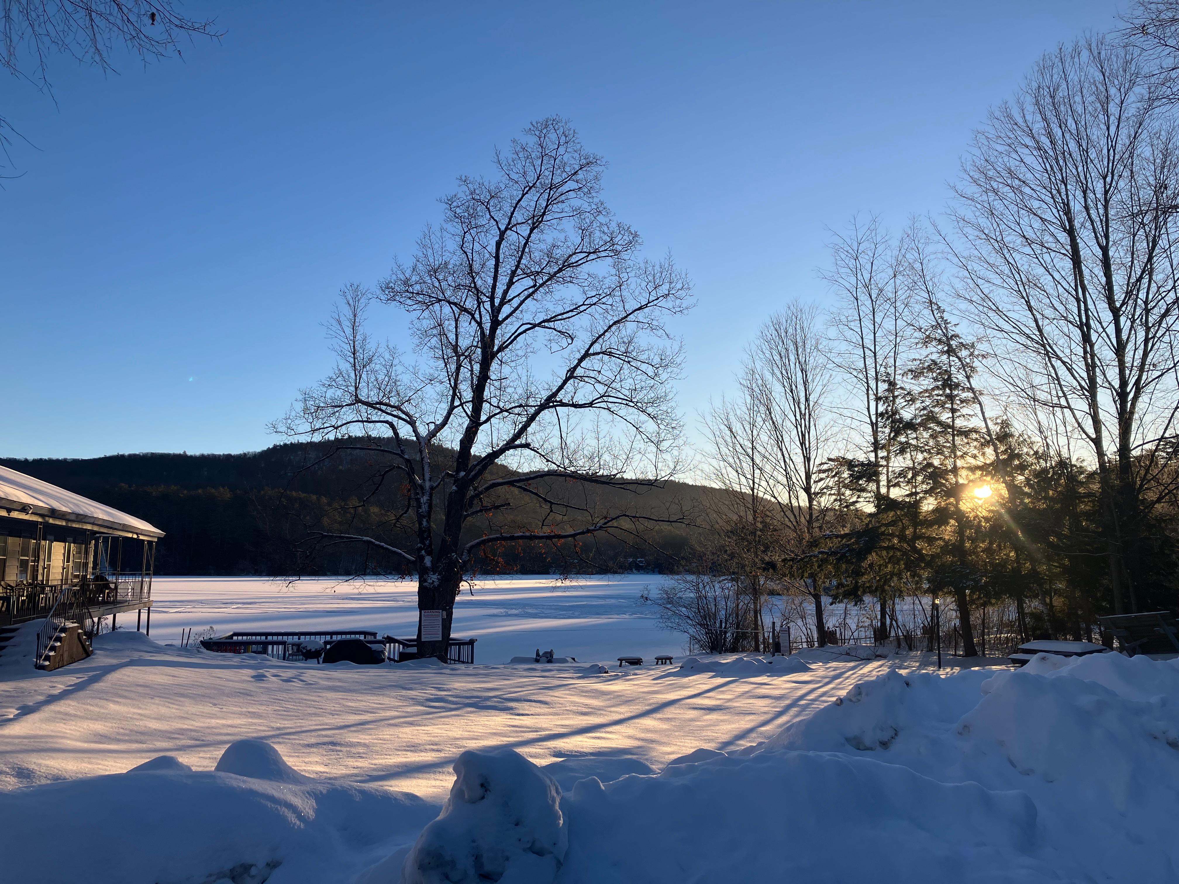 Sunrise over the motel’s beach on a -4F January morning.