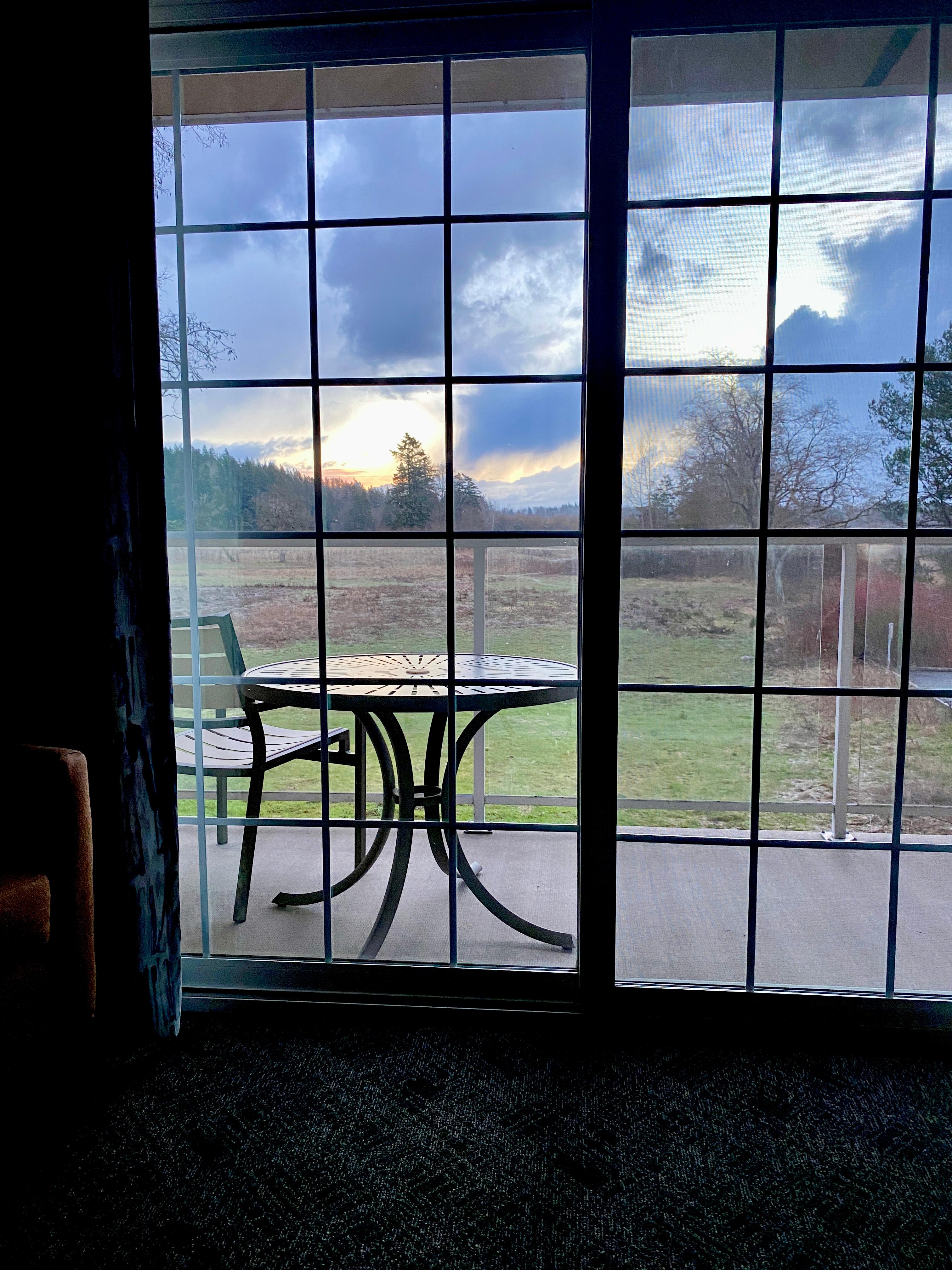 The view from our room (the field and lake on the back side of the resort)