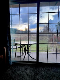 The view from our room (the field and lake on the back side of the resort)