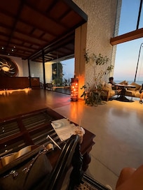 Sitting area overlooking the ocean