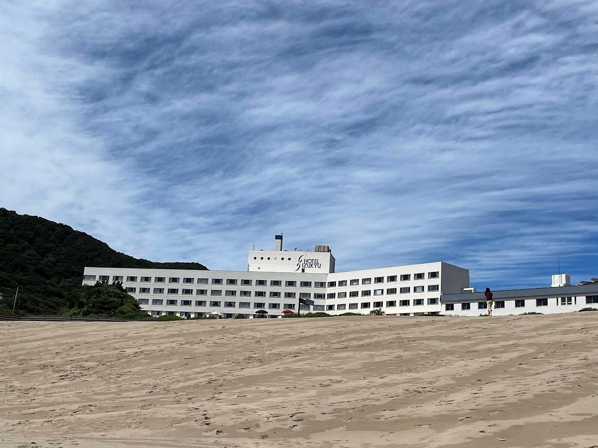 view of hotel from the beach