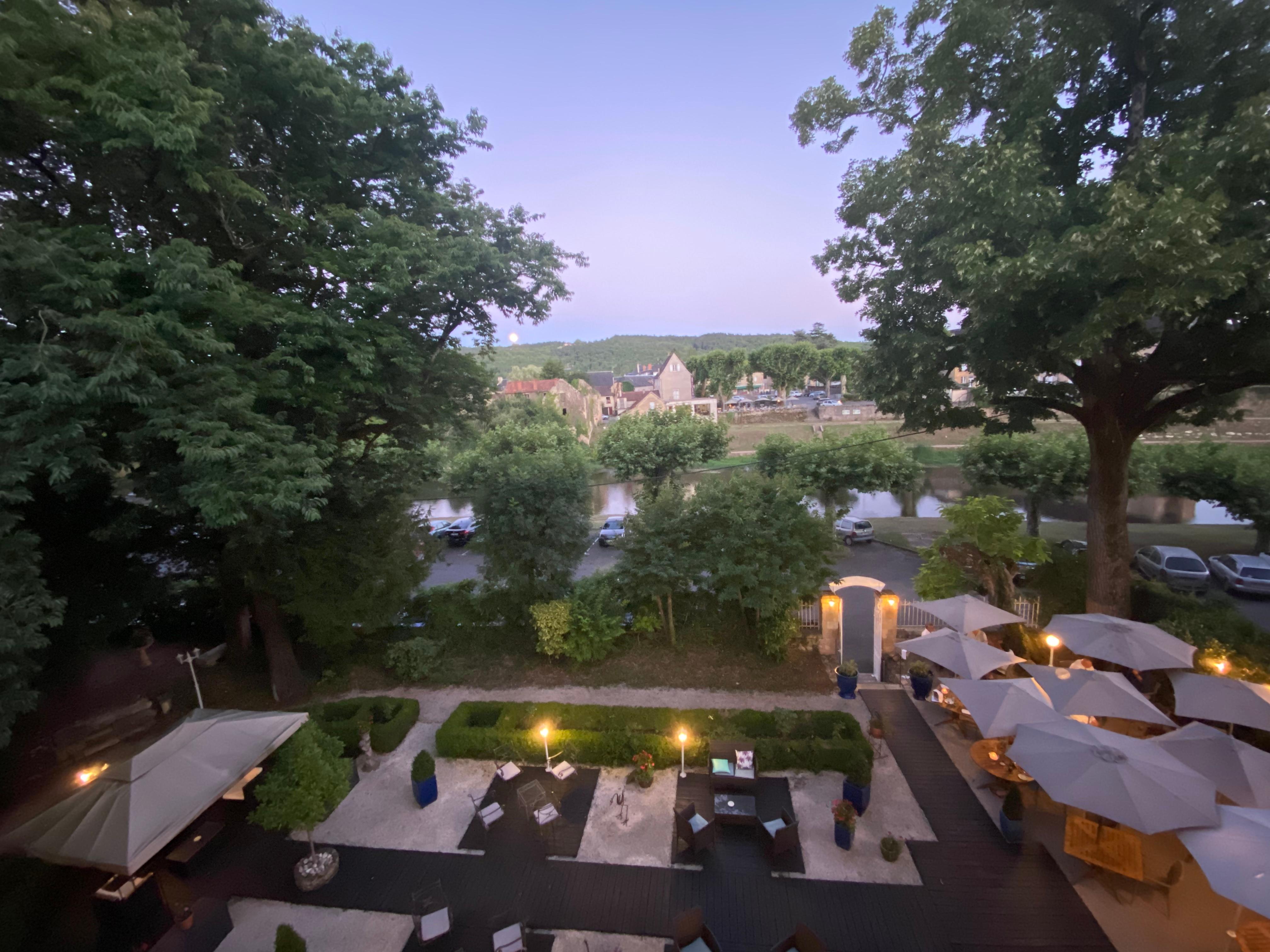 View of the restaurant, and the river. 