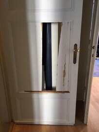 Bathroom door with a view