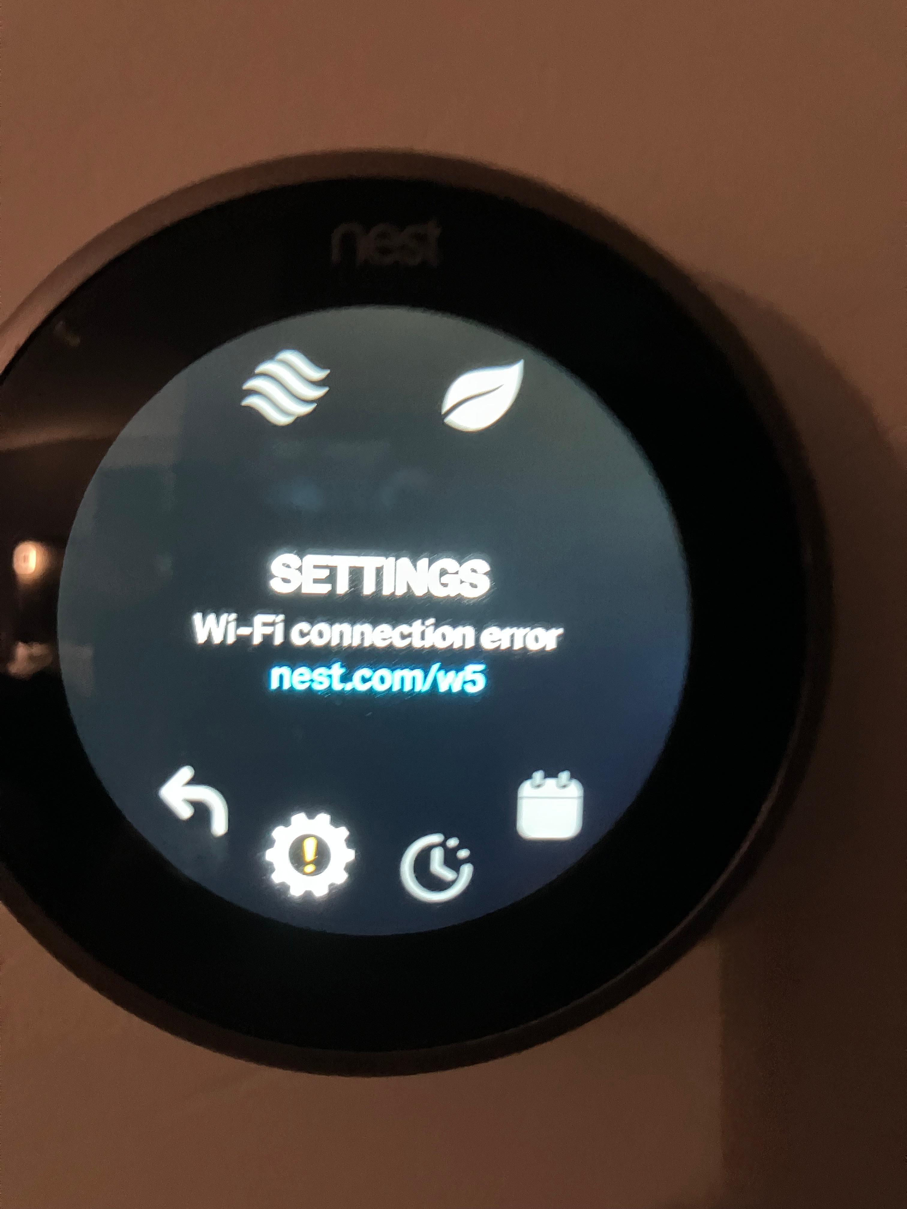 Nest thermostat showing it lost connection to WiFi 