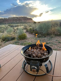 View from the front door of the Powell tent