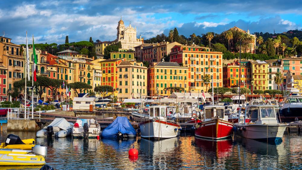 Picture from the sea towards Rapallo