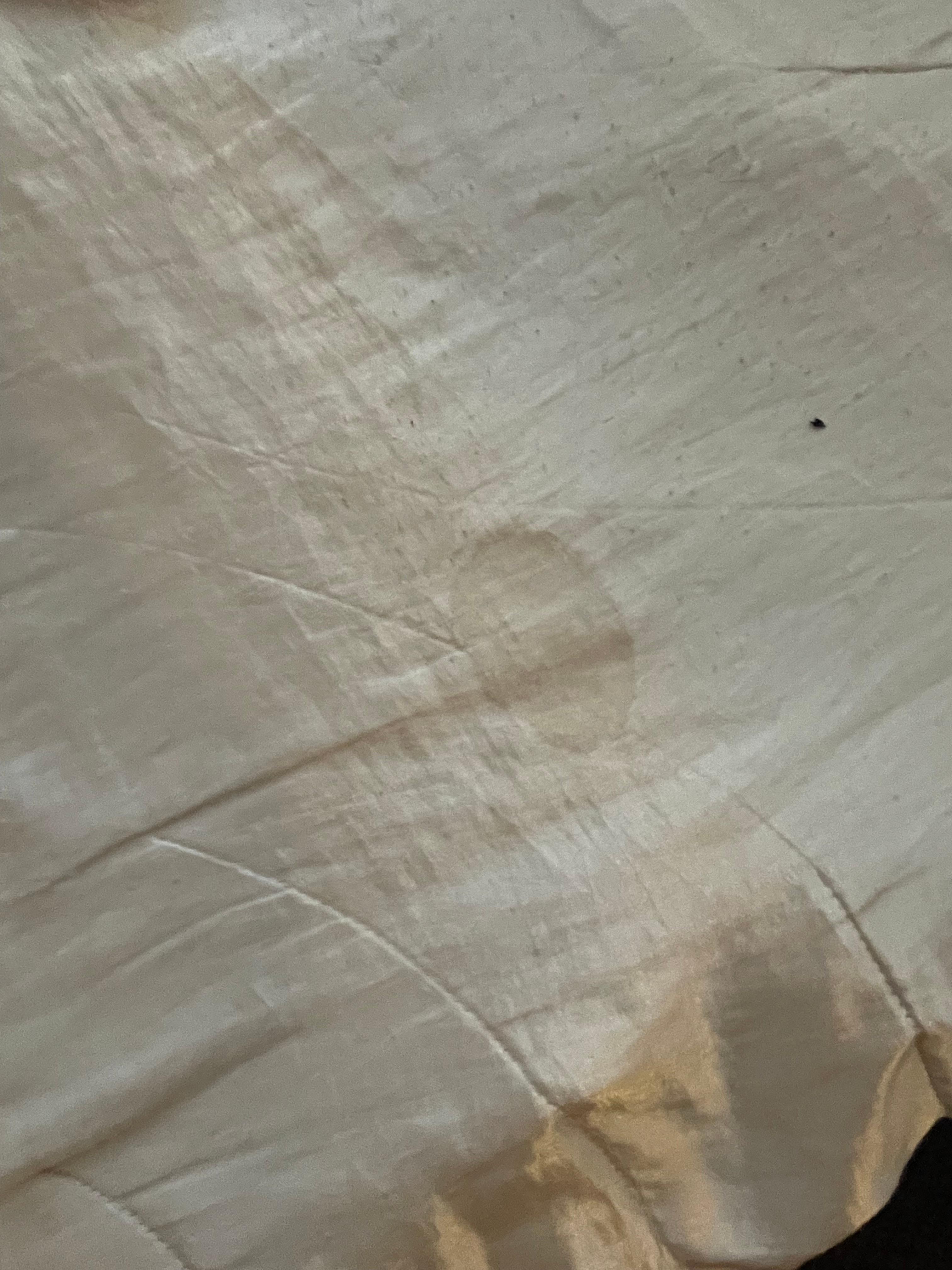 Stained bed linen