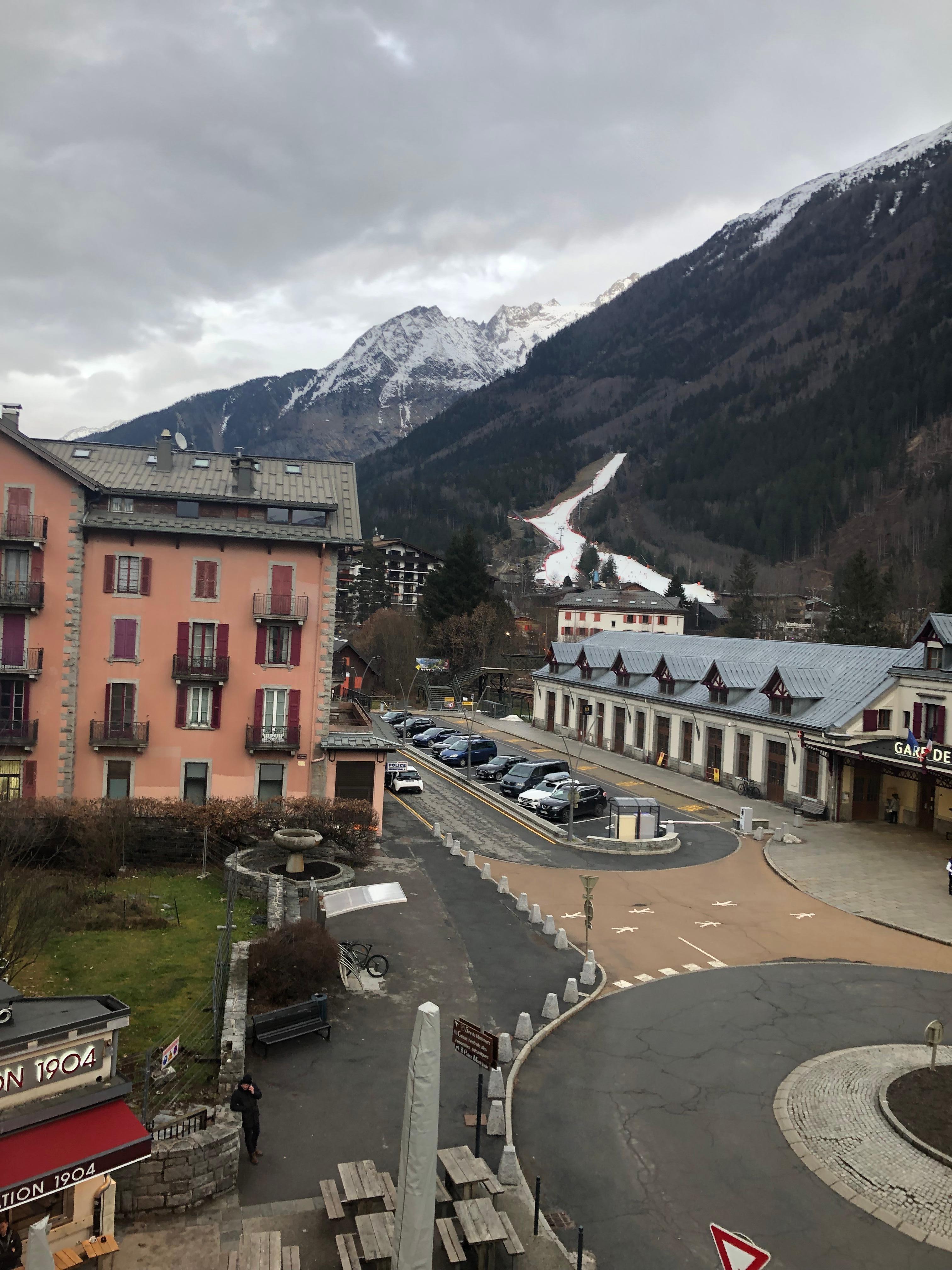 Hotel room window view 