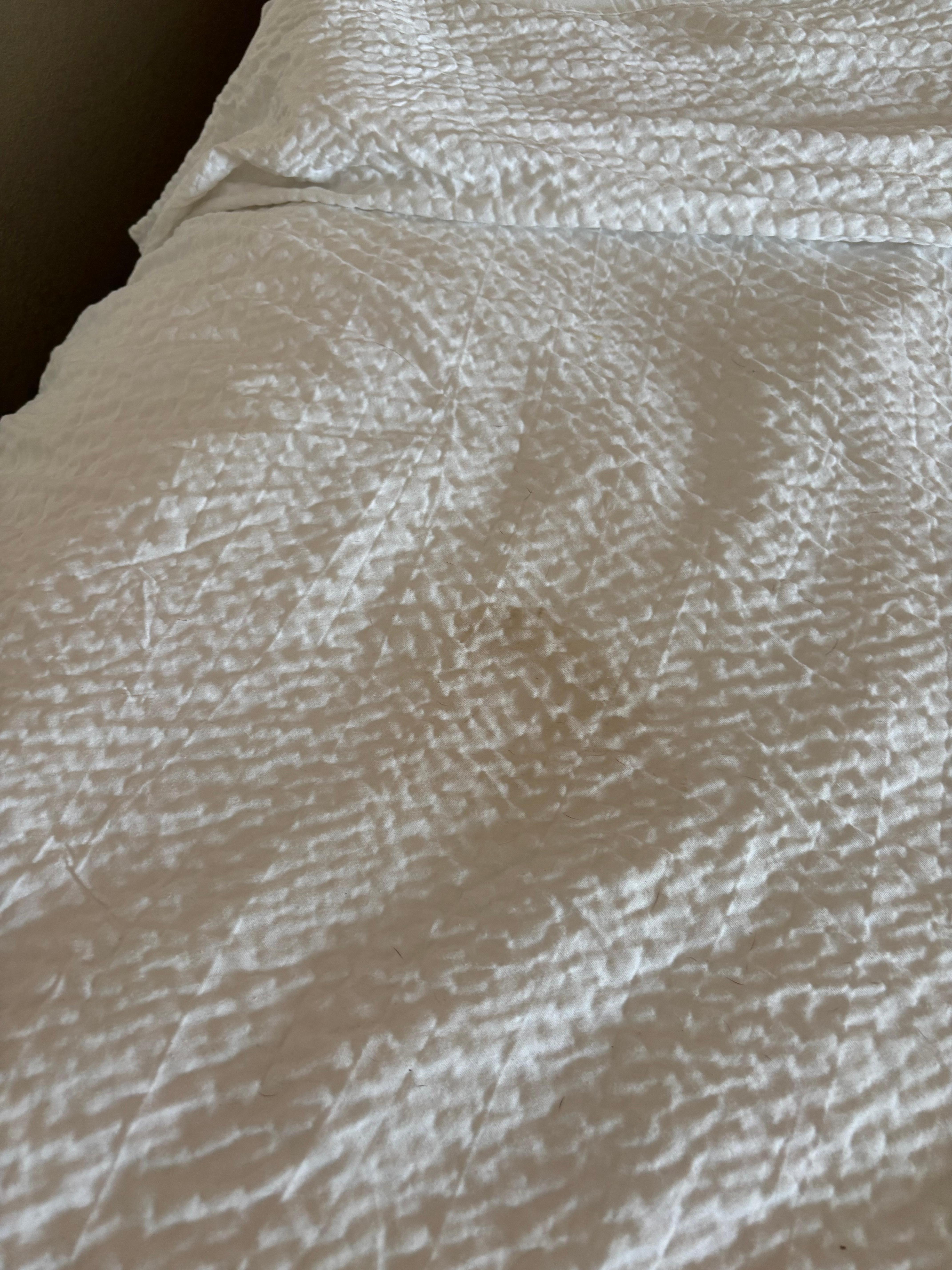 Big stain on the top blanket