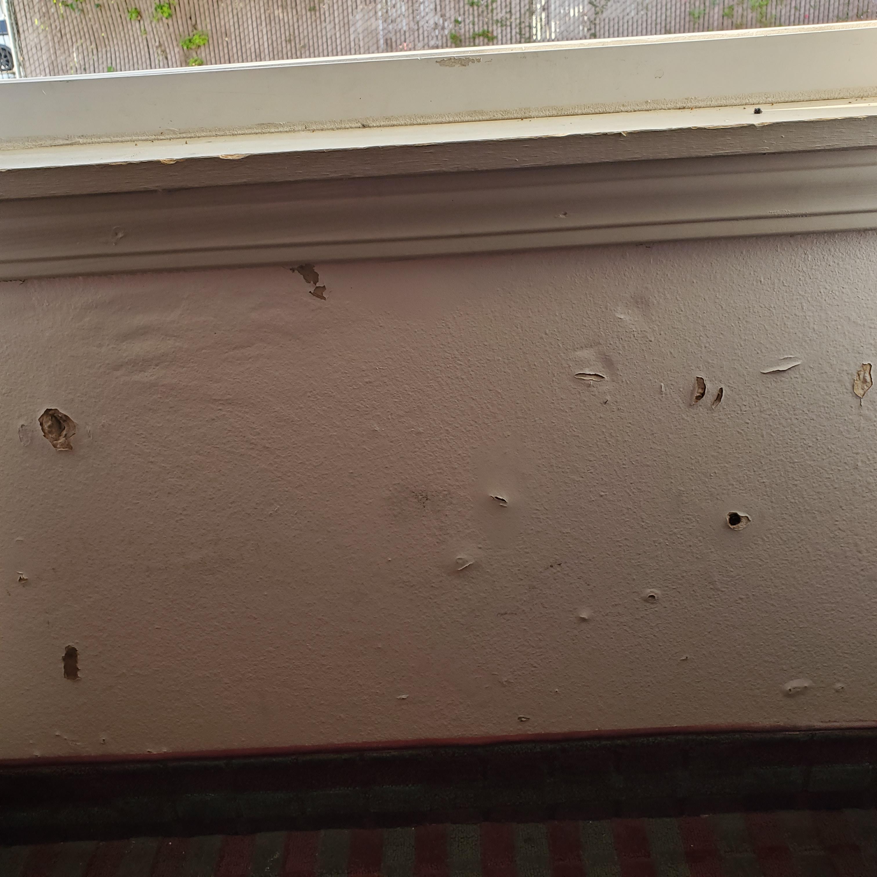 Holes in wall.