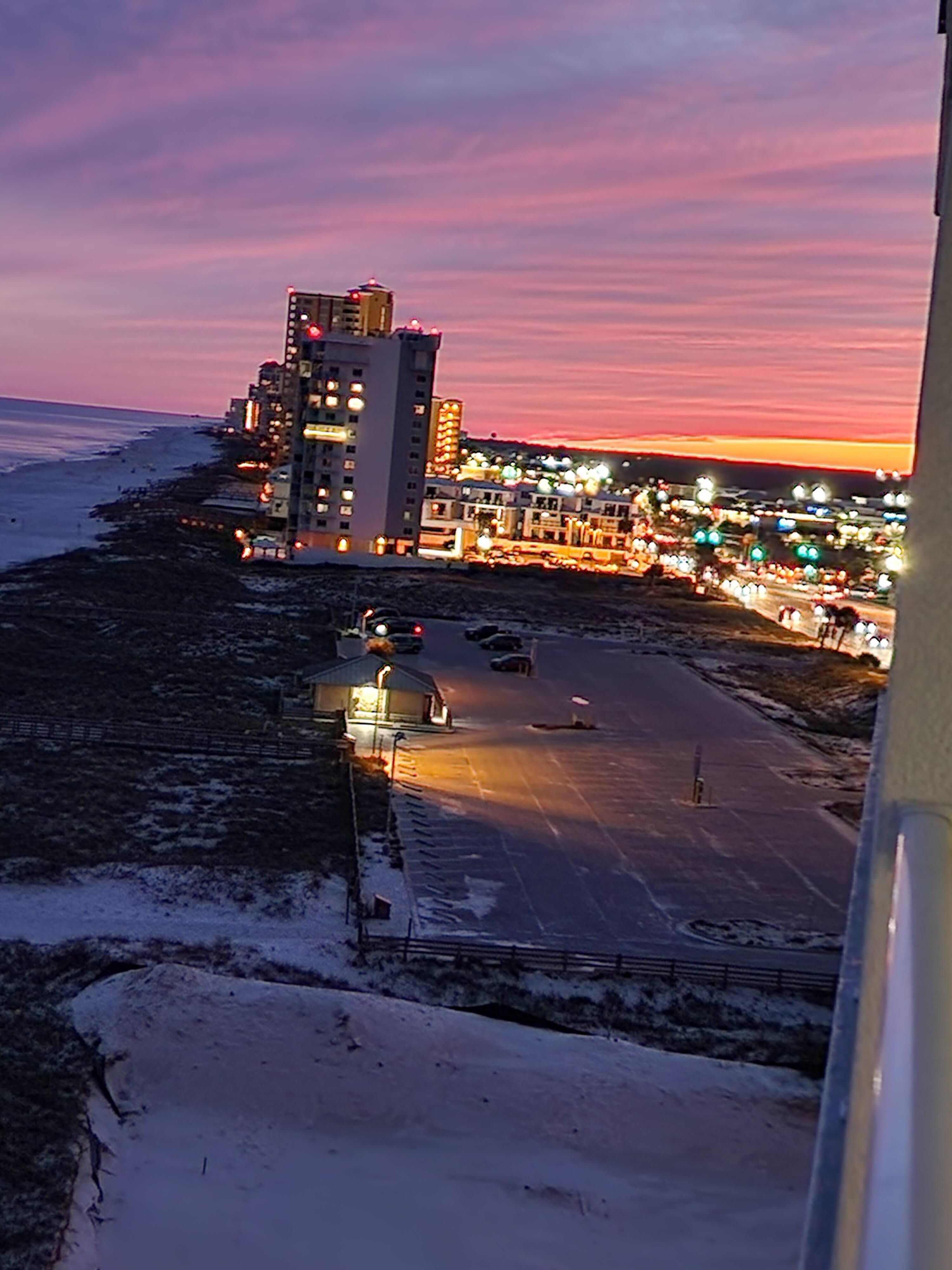 Beach side view at night