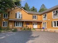 Front of building.