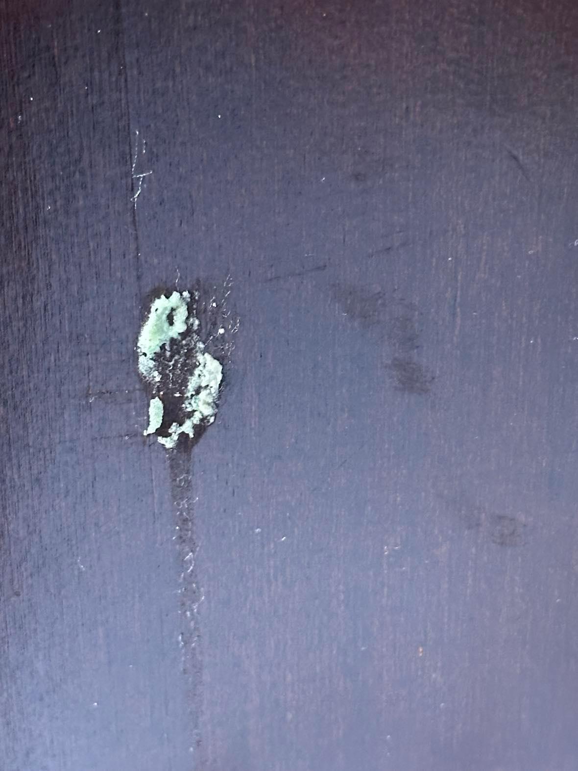 Headboard photo.  I was not about to touch it.  No clue what kind of substance this was.