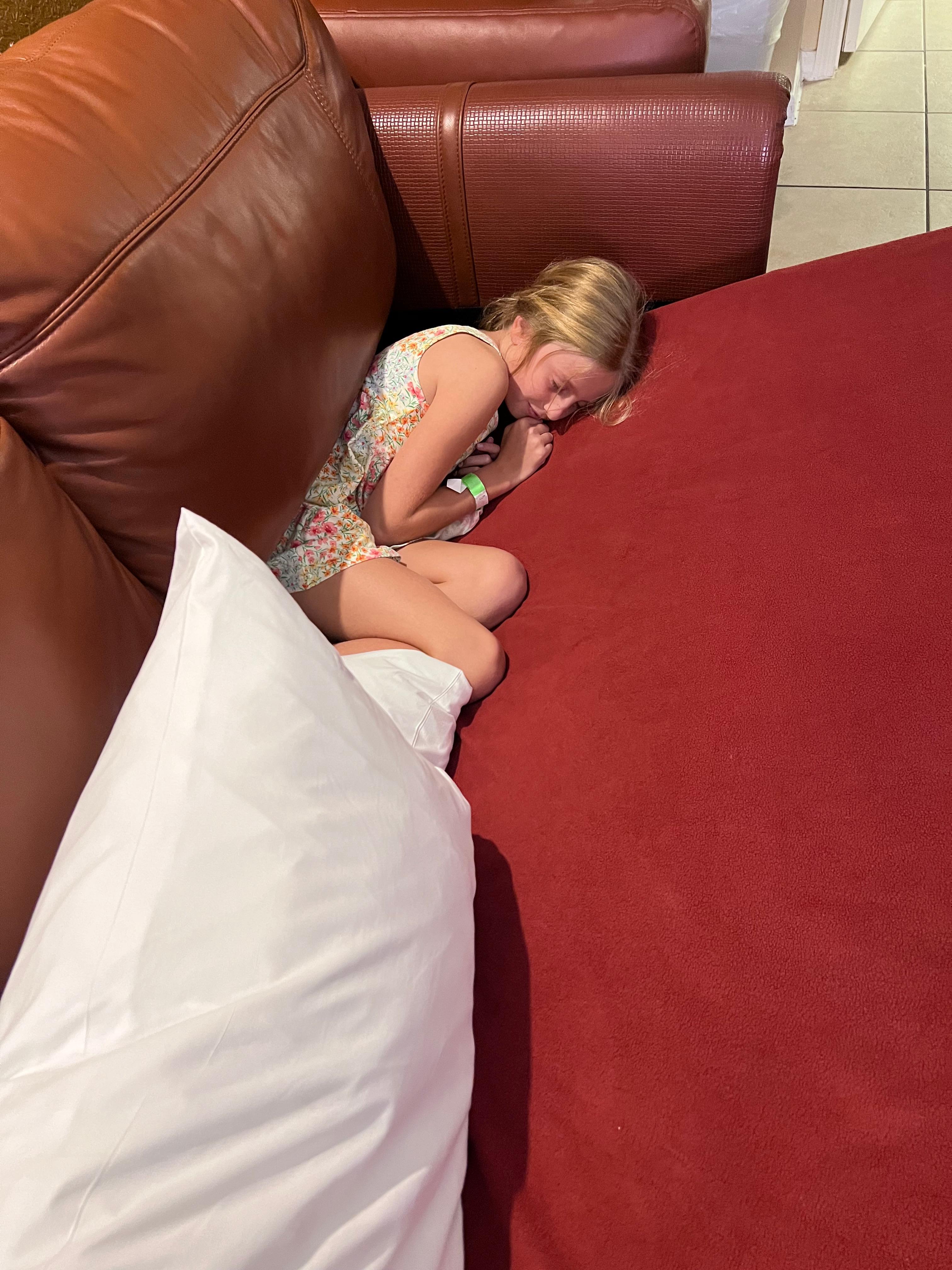 She got tired of waiting for them to repair her bed . 