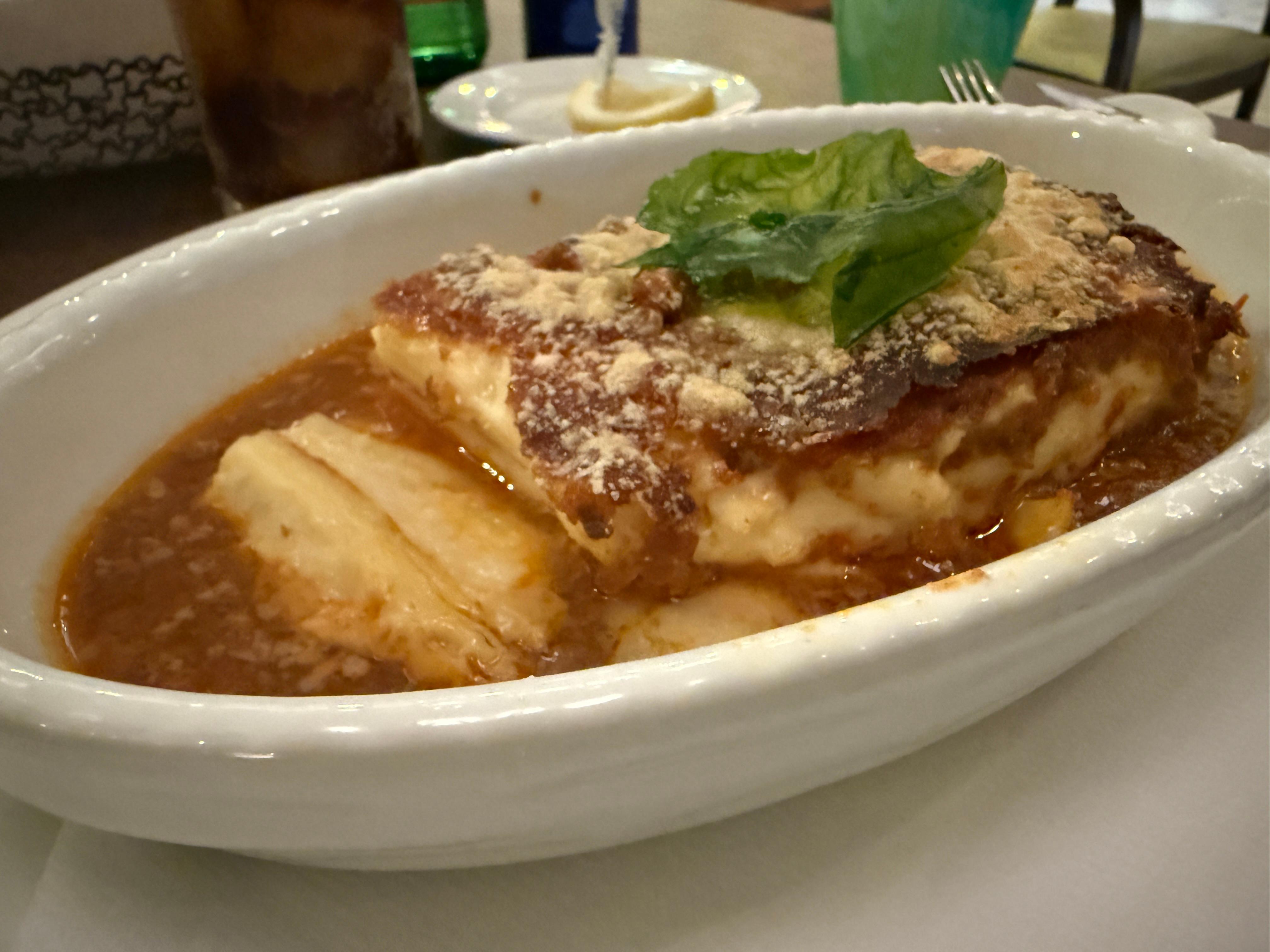 Amazing lasagna at the restaurant 