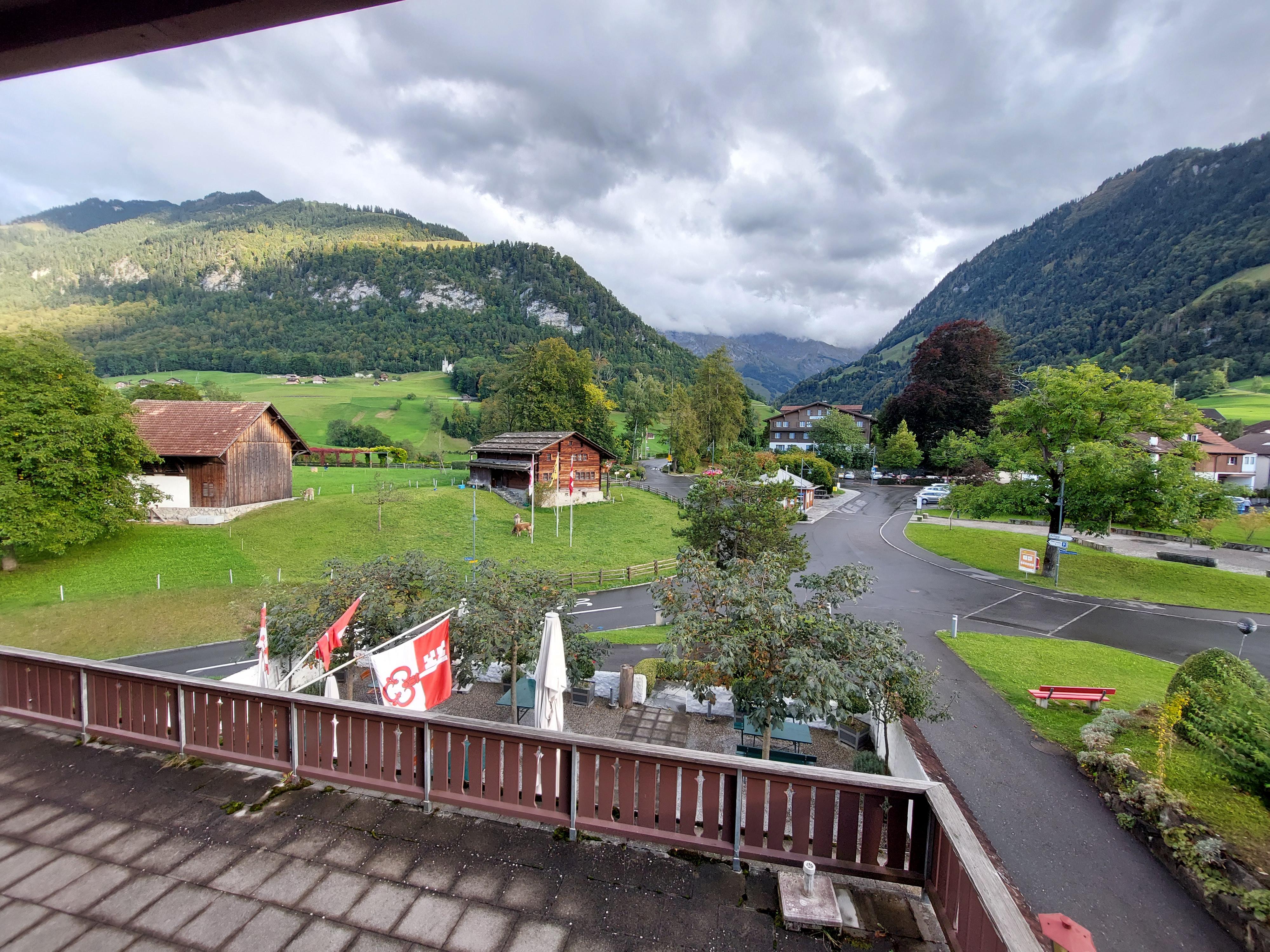 The view from our room in the guesthouse (with the sound of the cow's bells)