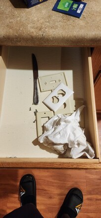 Outlet covers in the drawer.