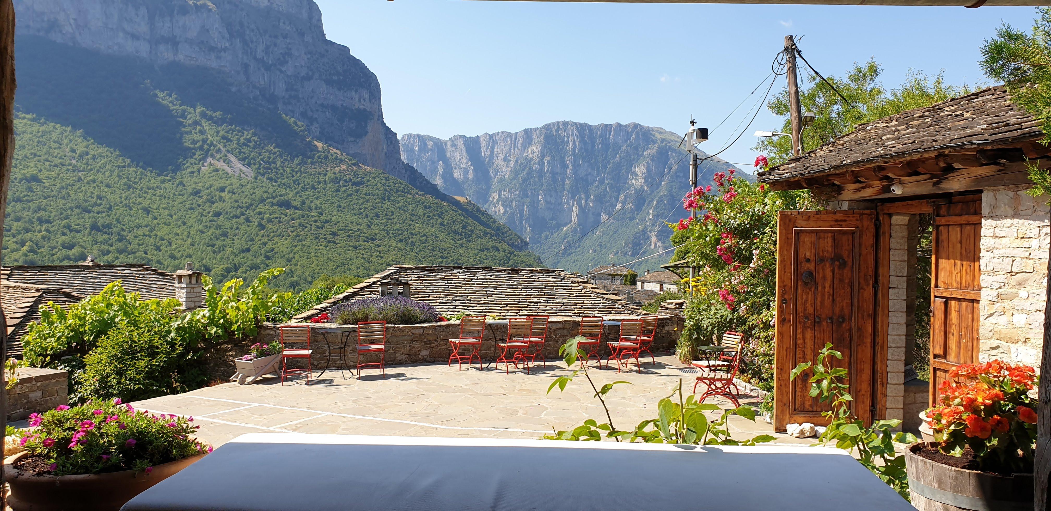 La vue de la terrasse pendant le petit déjeuner.