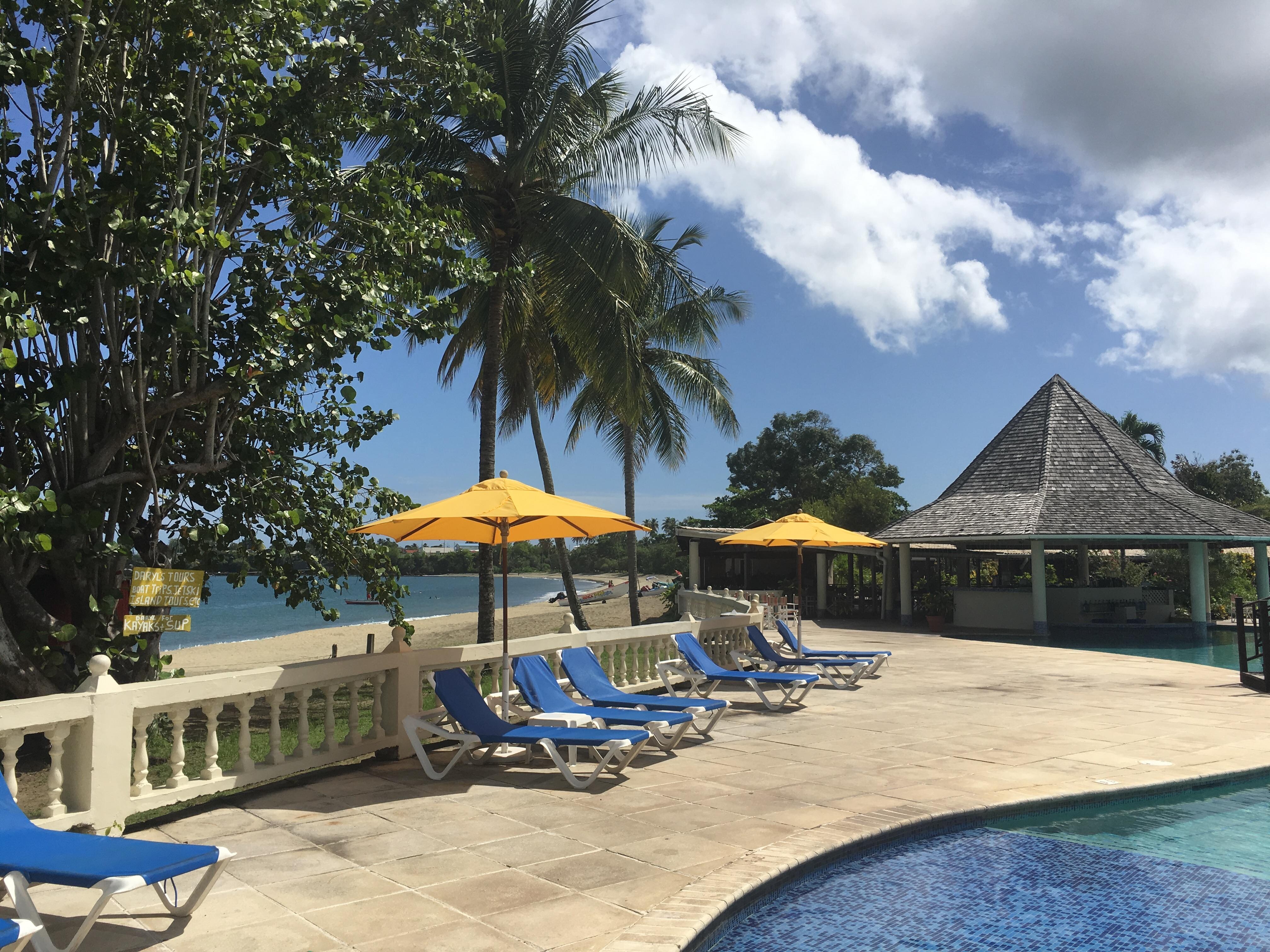Large pool next to sea