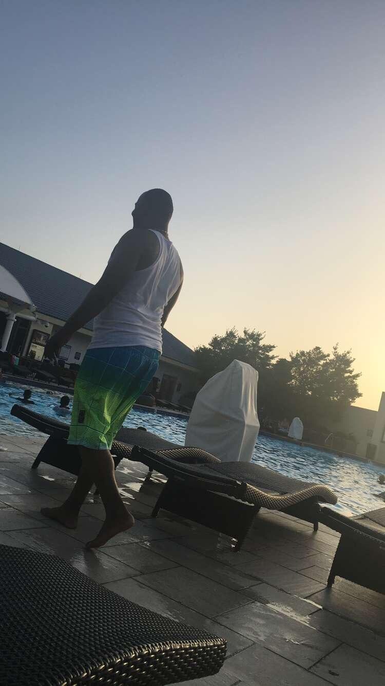 My love and I enjoying the rooftop pool and hot tub