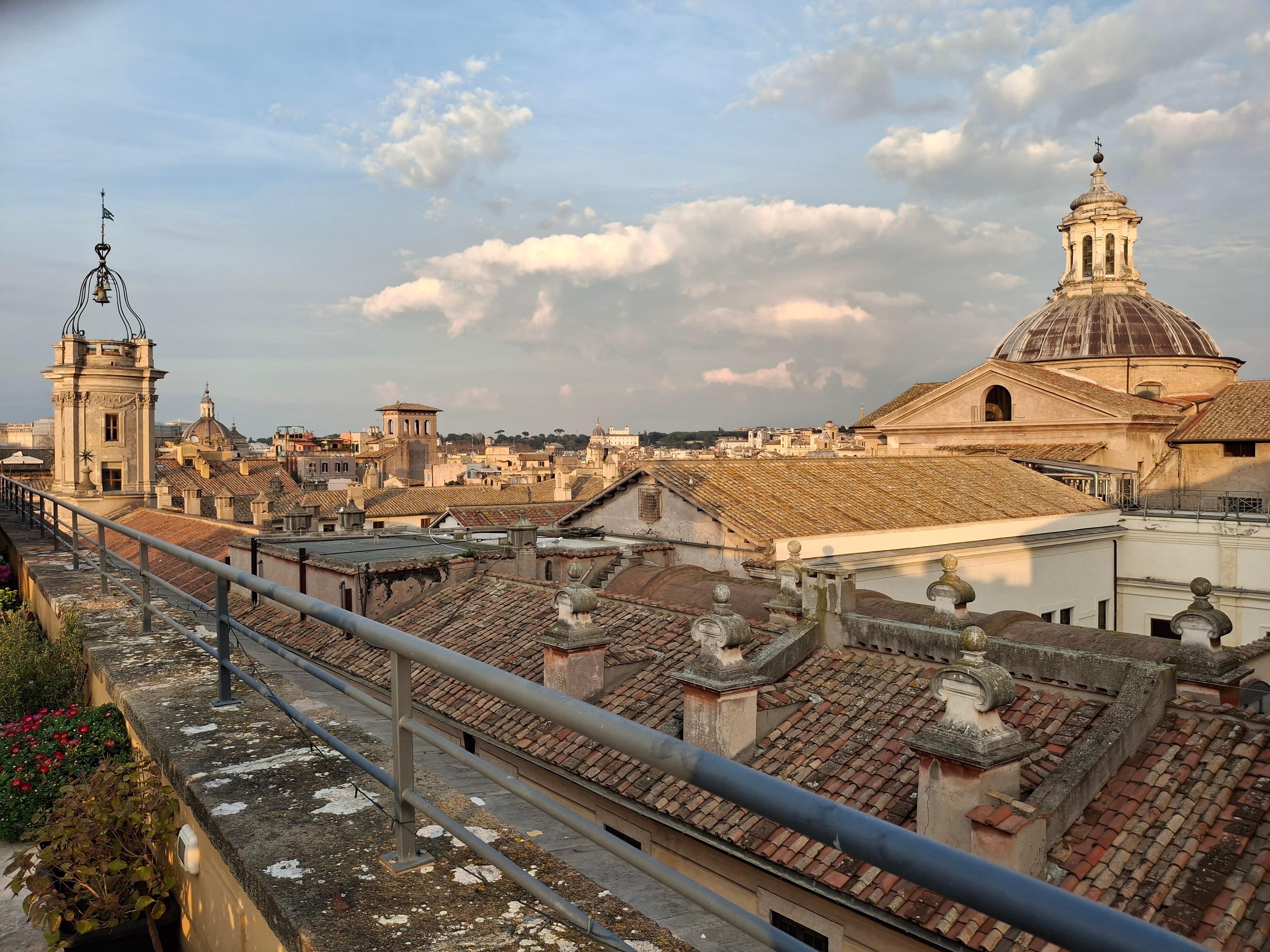 rooftop area has a nice view of the city.