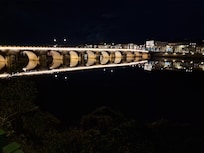The bridge outside the hotel, leading to Saint Lauraint sur Saône