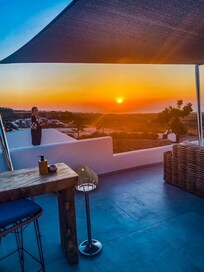 Enjoying the sunset from the bar.