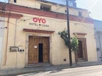 Front of the hotel (compare this to the photo on this site and you get an idea of how worn everything is)