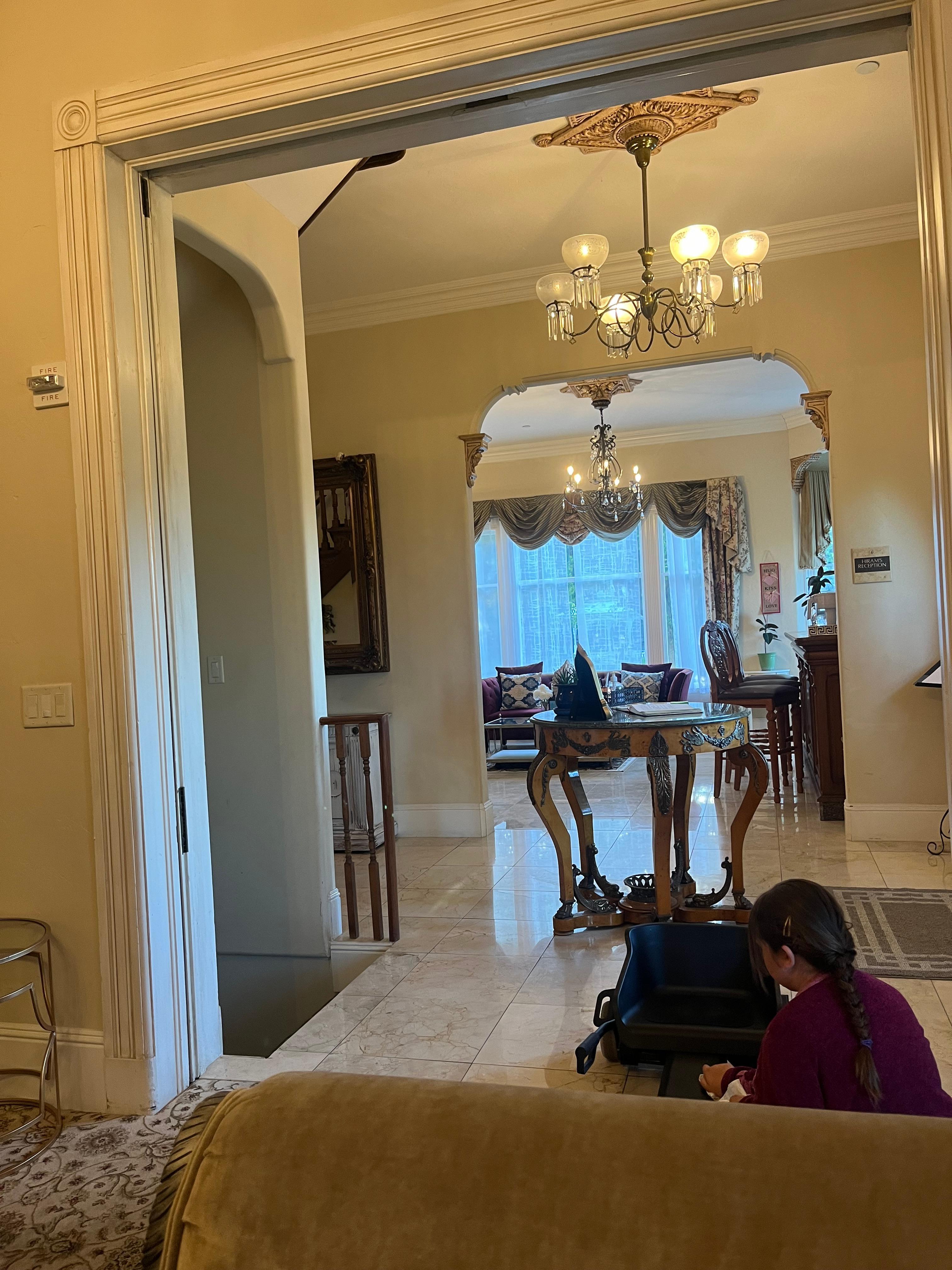 Grand sitting room and kitchen 