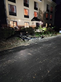 Rear where parking is suppose to be.