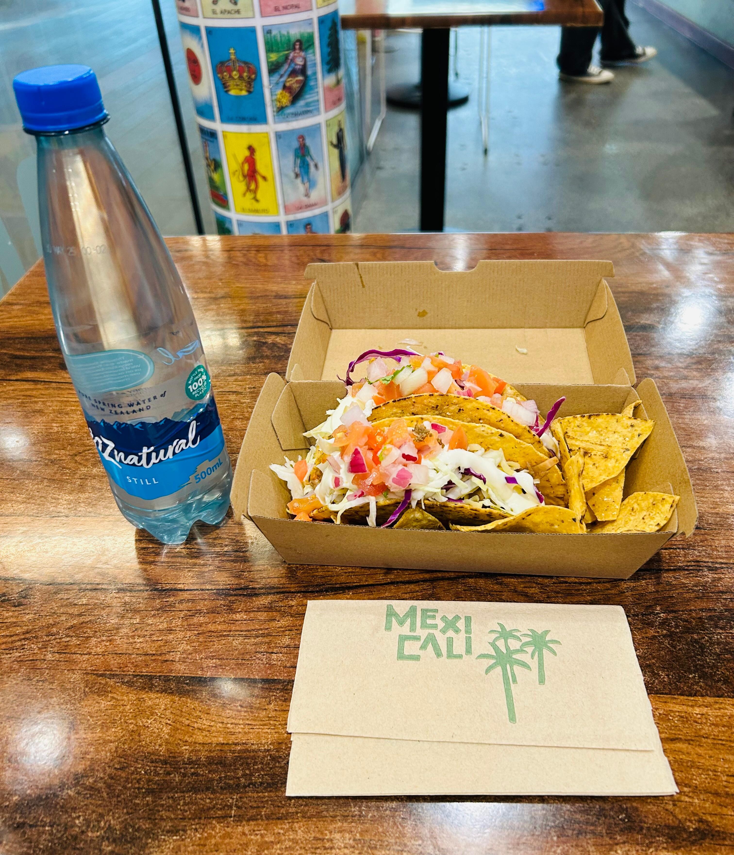This was my first meal here in Aukland. Water bottles are more expensive than they used to be. I was tired so I didn't look for anything else. But the tacos were delicious. The staff was nice.