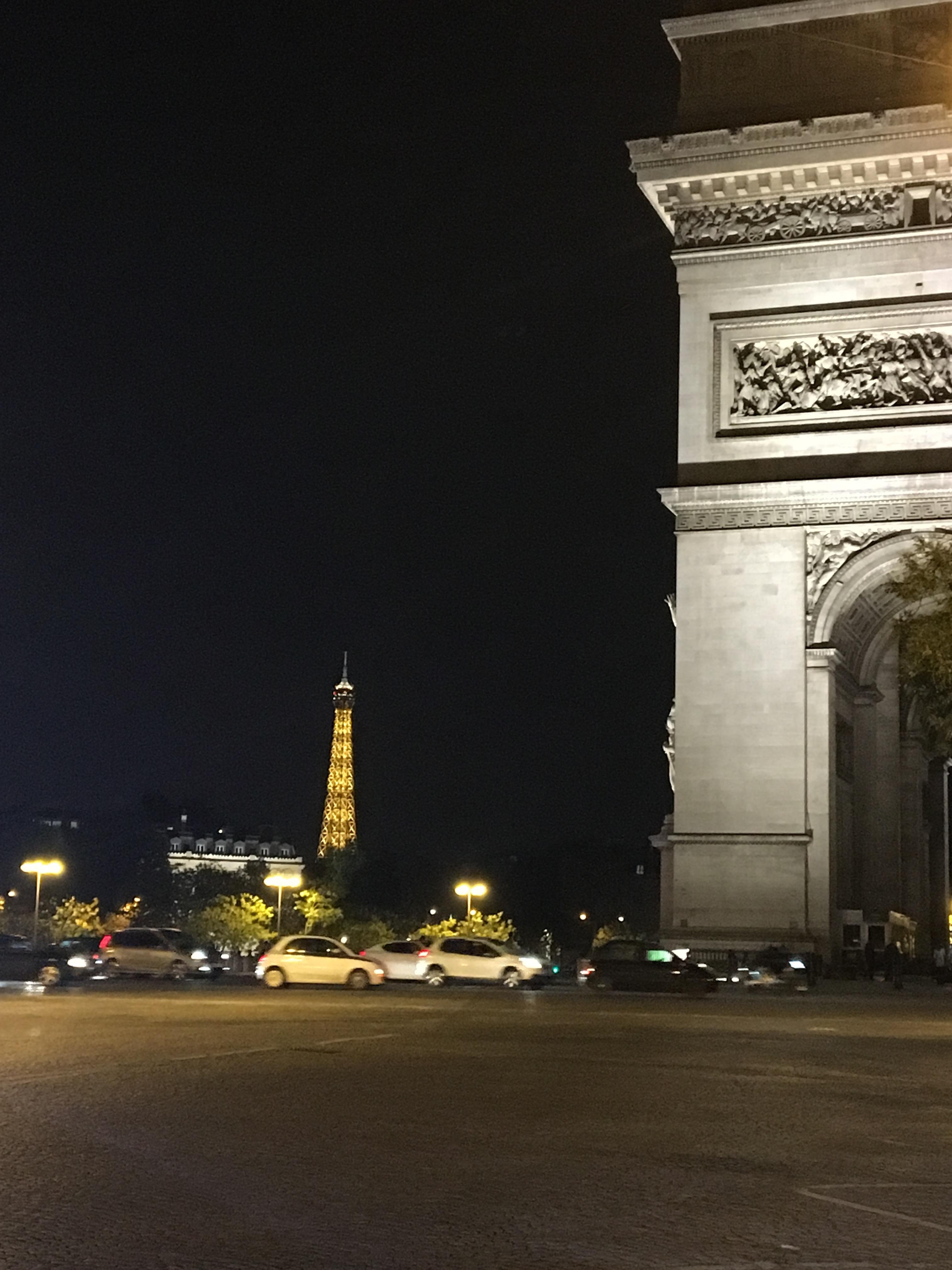 Paris landmarks at night