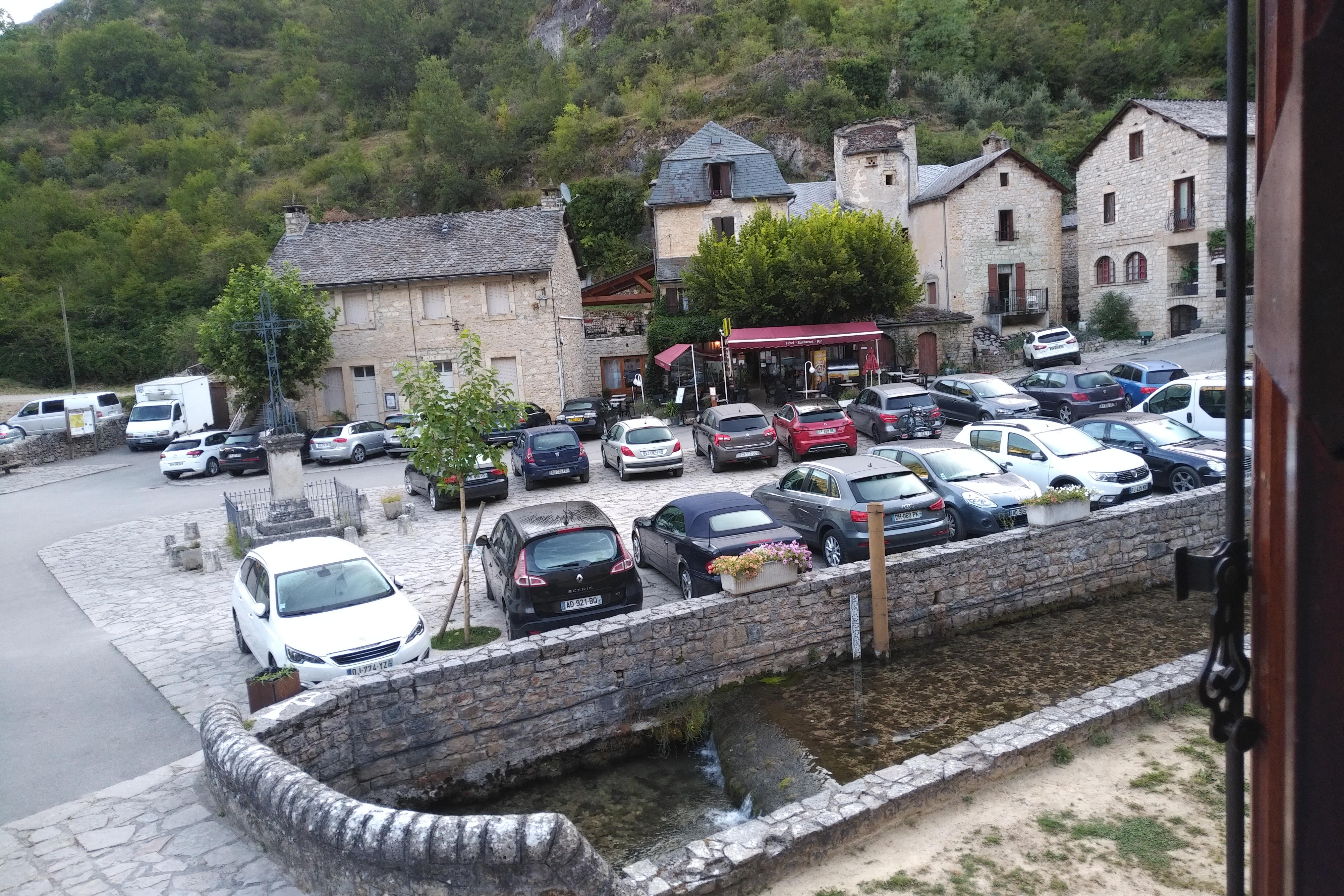 Car park and restaurant