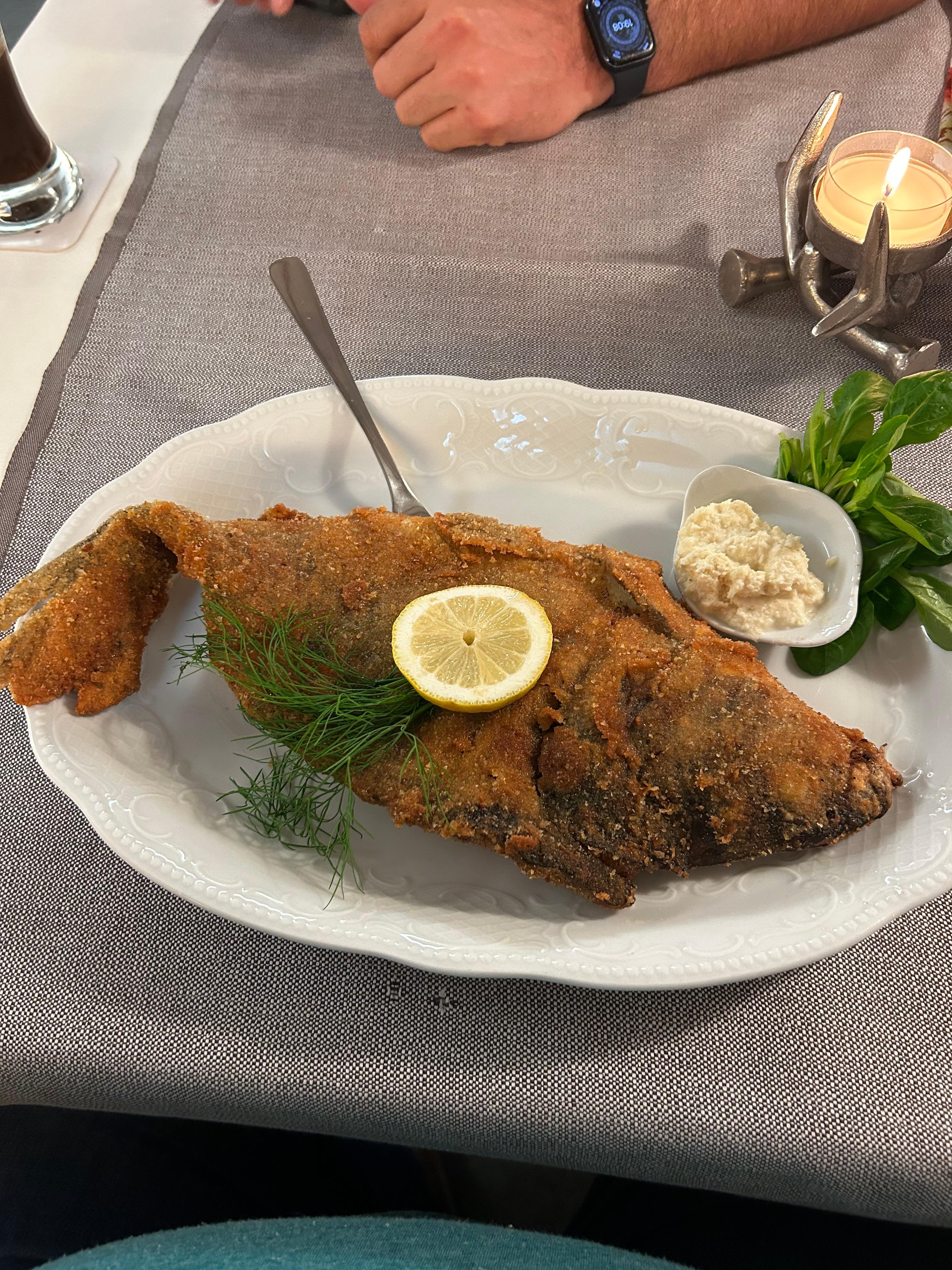 Fried carp at the onsite restaurant 