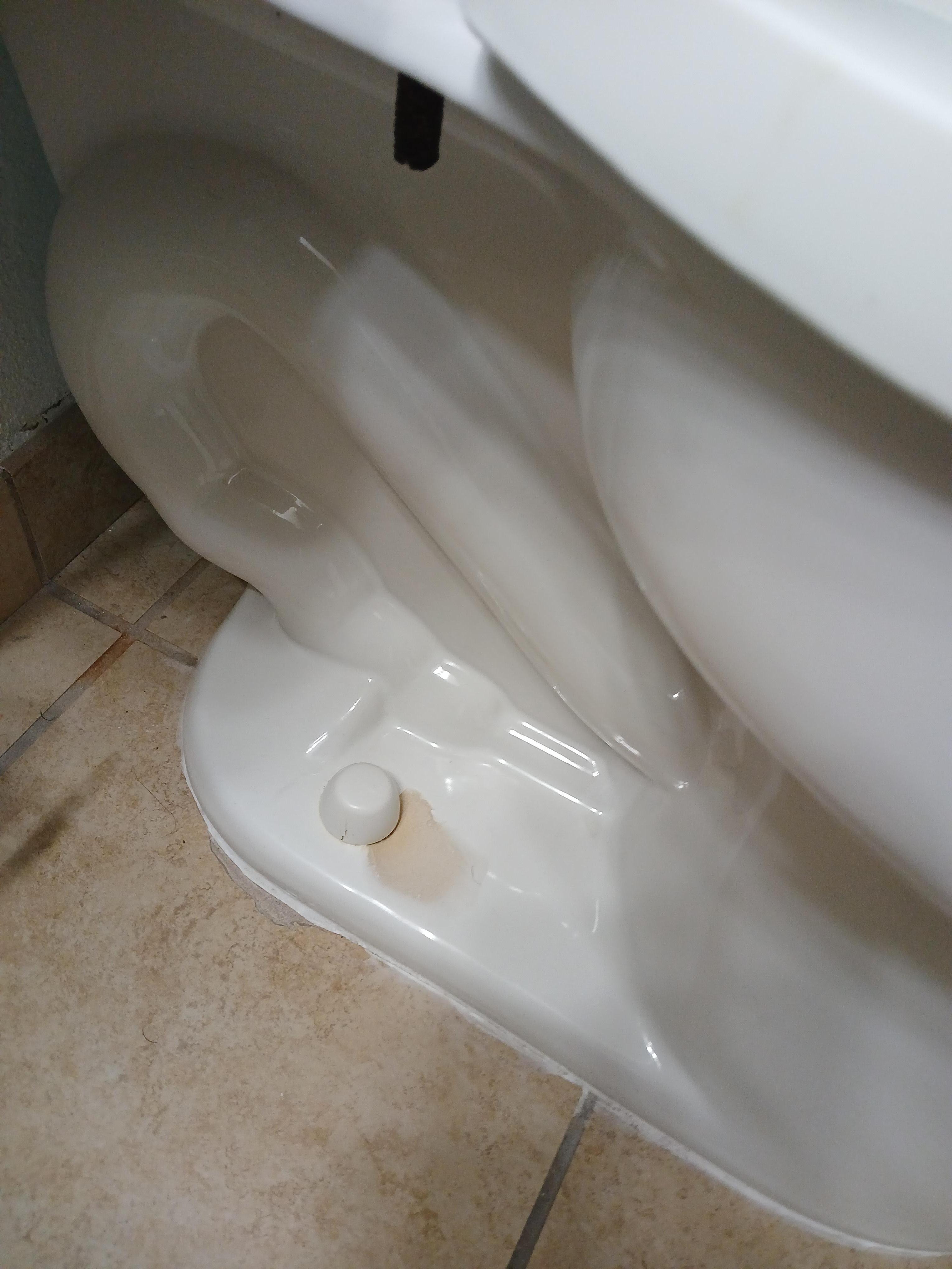 Toilet leak has damaged the toilet. 