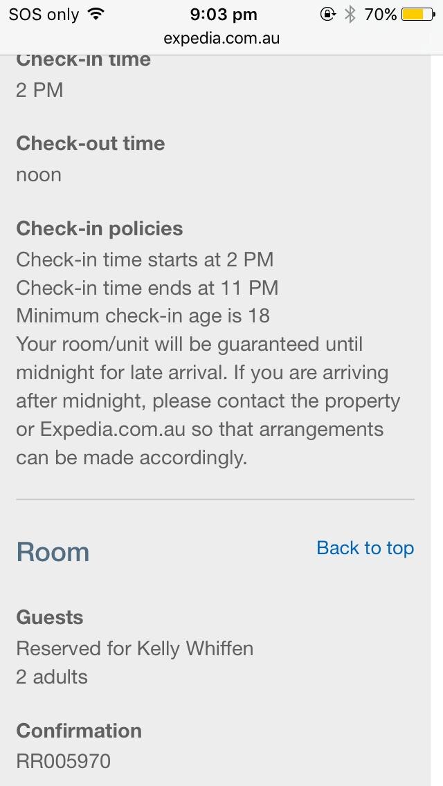 Minimum age for check in 18 