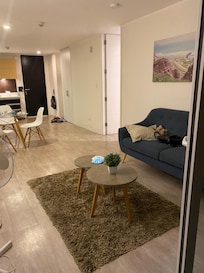 Todo muy bien, seguro, zona tranquila, y hasta tiene balcón el apartment. Sin duda regresaría.