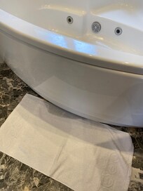 Bathroom drain leaking onto the floor.
