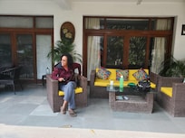 Sitting area on front porch of main house
