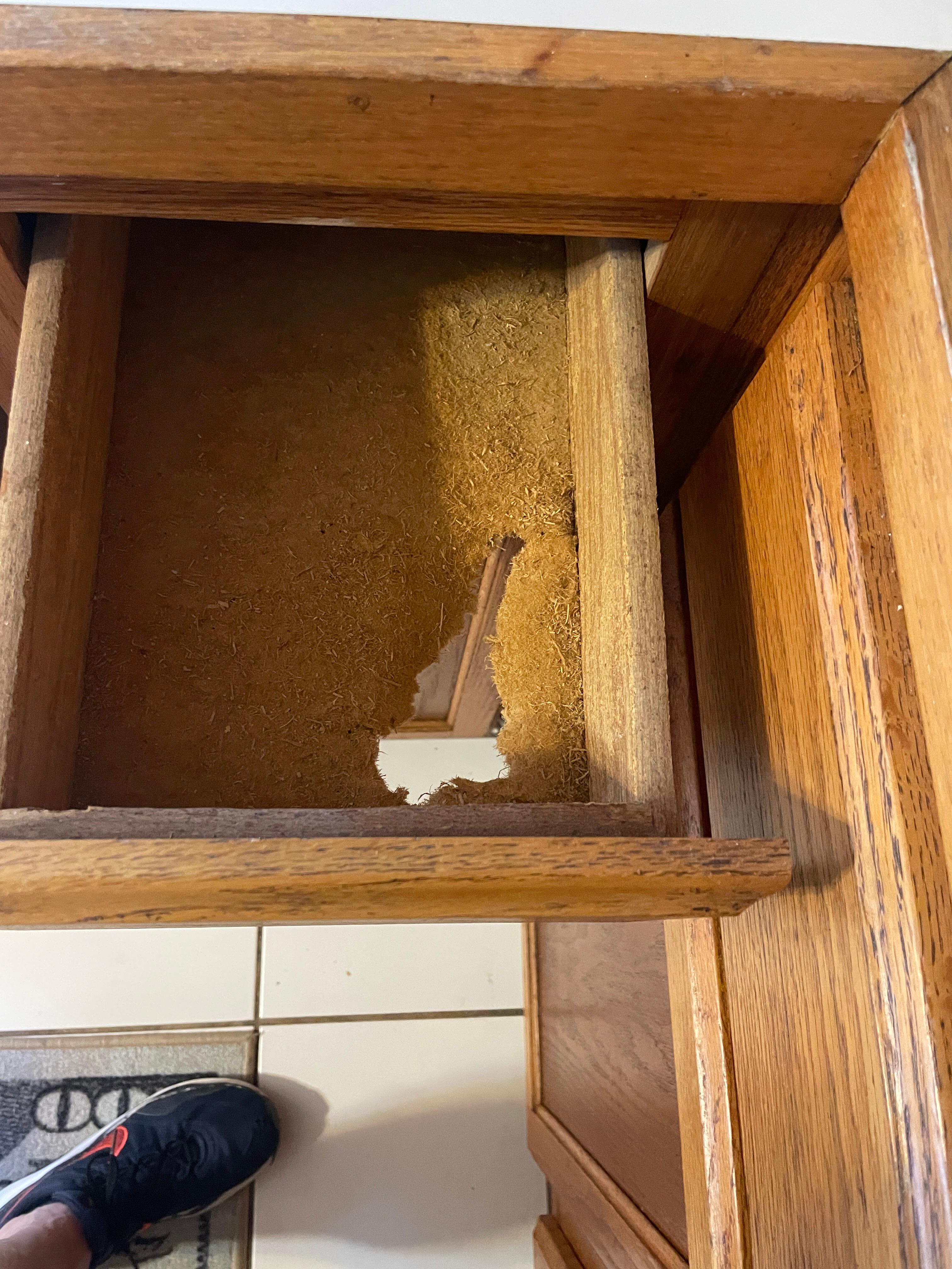 Bottoms of drawers are cardboard