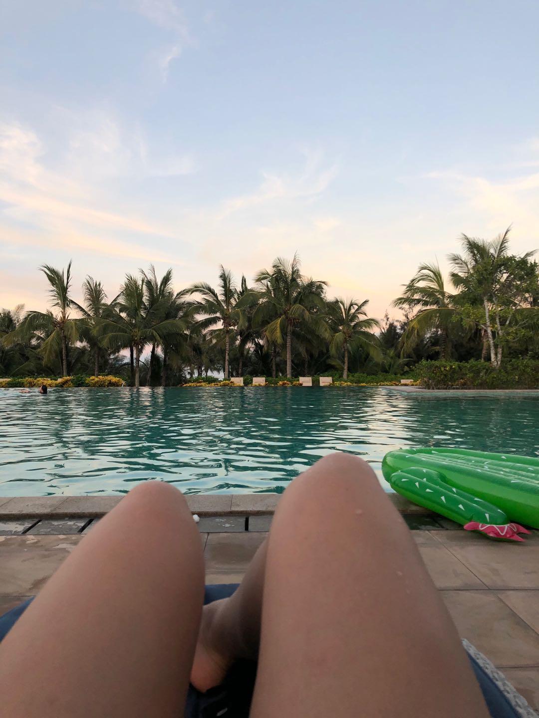 Beach pool sunset