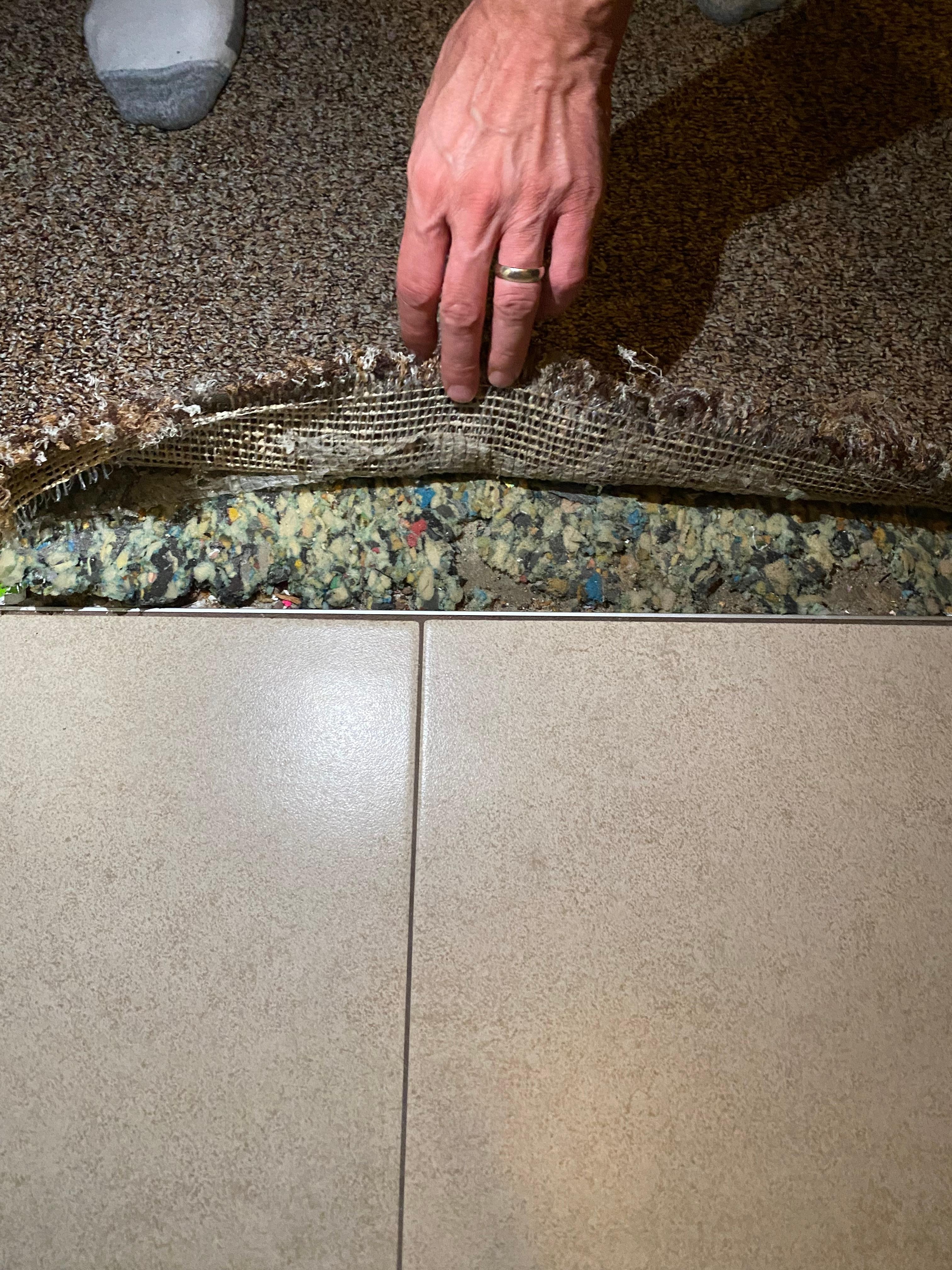 Carpet in living space and bedroom was old and peeling up with padding that was totally broken down.