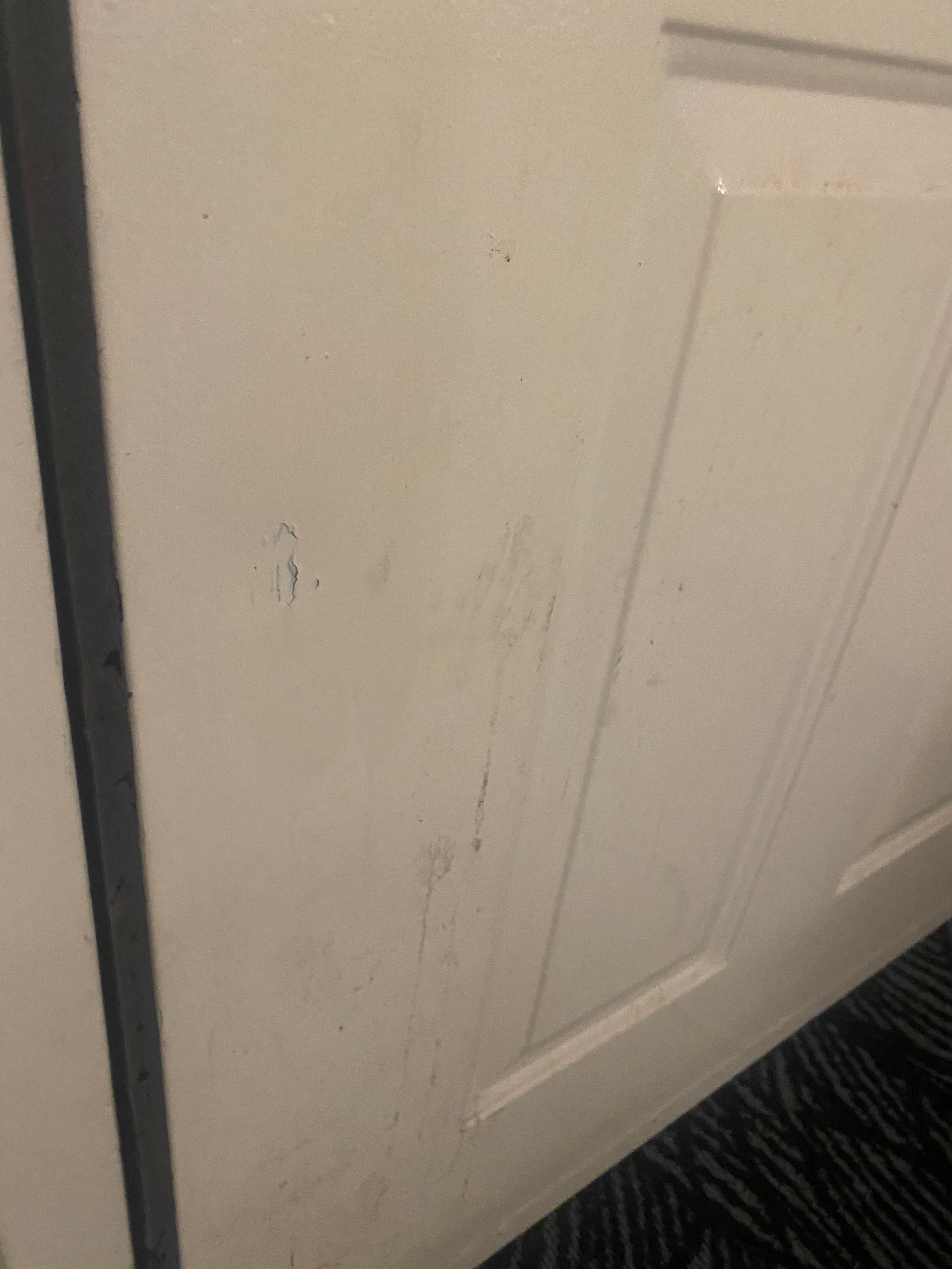 Door had dirt all over it.