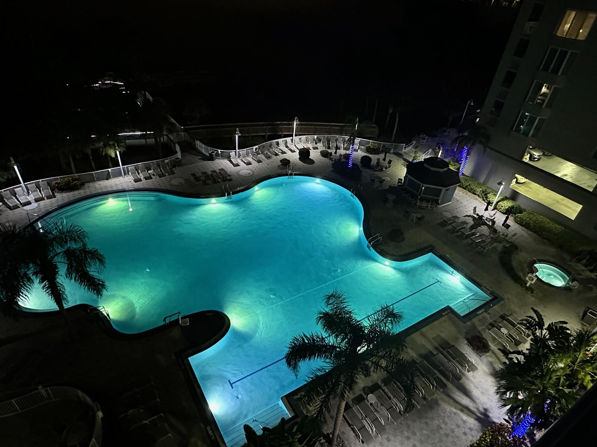 Night shot of pool from our balcony 