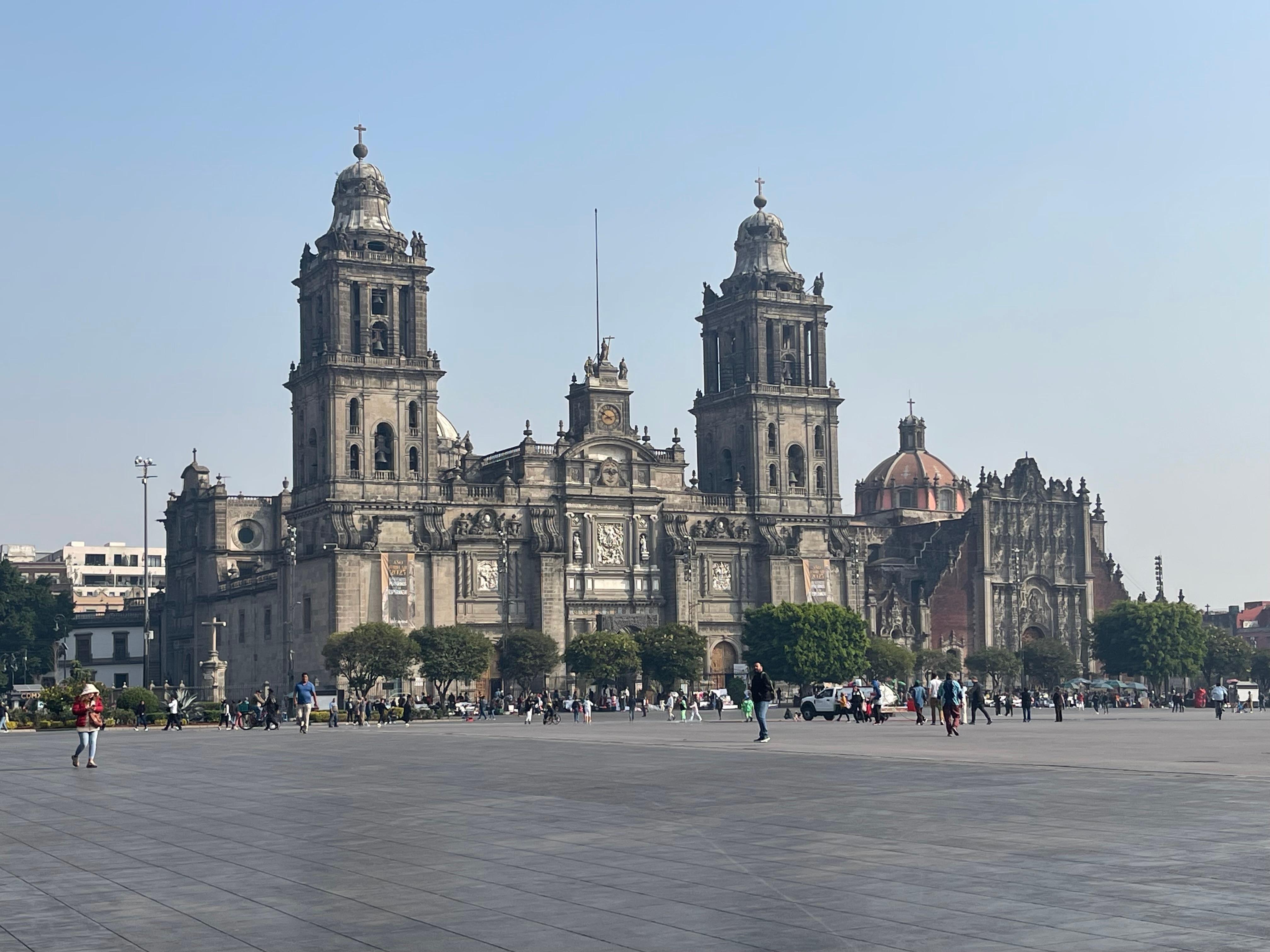 The Metropolitan cathedral on one side of the plaza. 