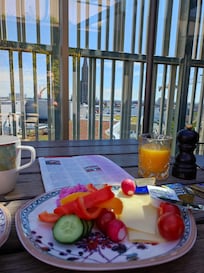 Beautiful healthy breakfast options in the rooftop lounge/cafe!